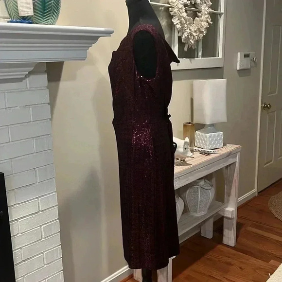 #276 beautiful Ralph Lauren burgundy dress size 16 - Picture 4 of 6